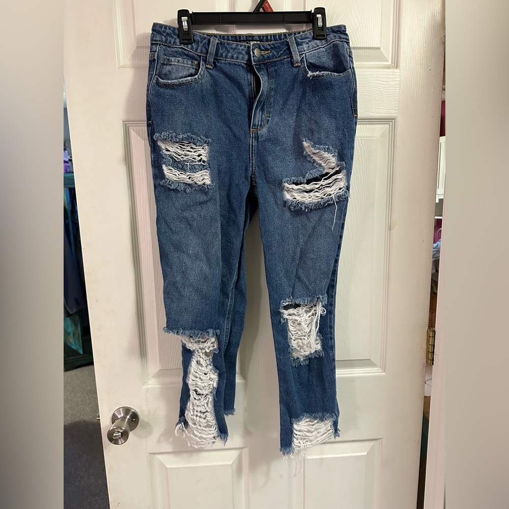 Fashion Nova Super Distressed Mom Jeans